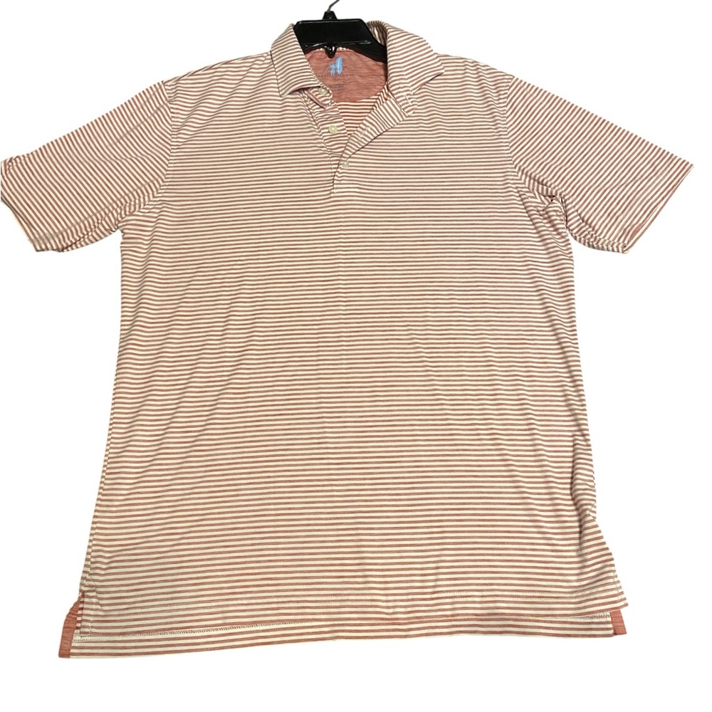 johnnie-O Polo Shirt - pink and White Stripes